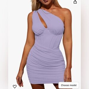 Lavender cutout bodycon corset dress.